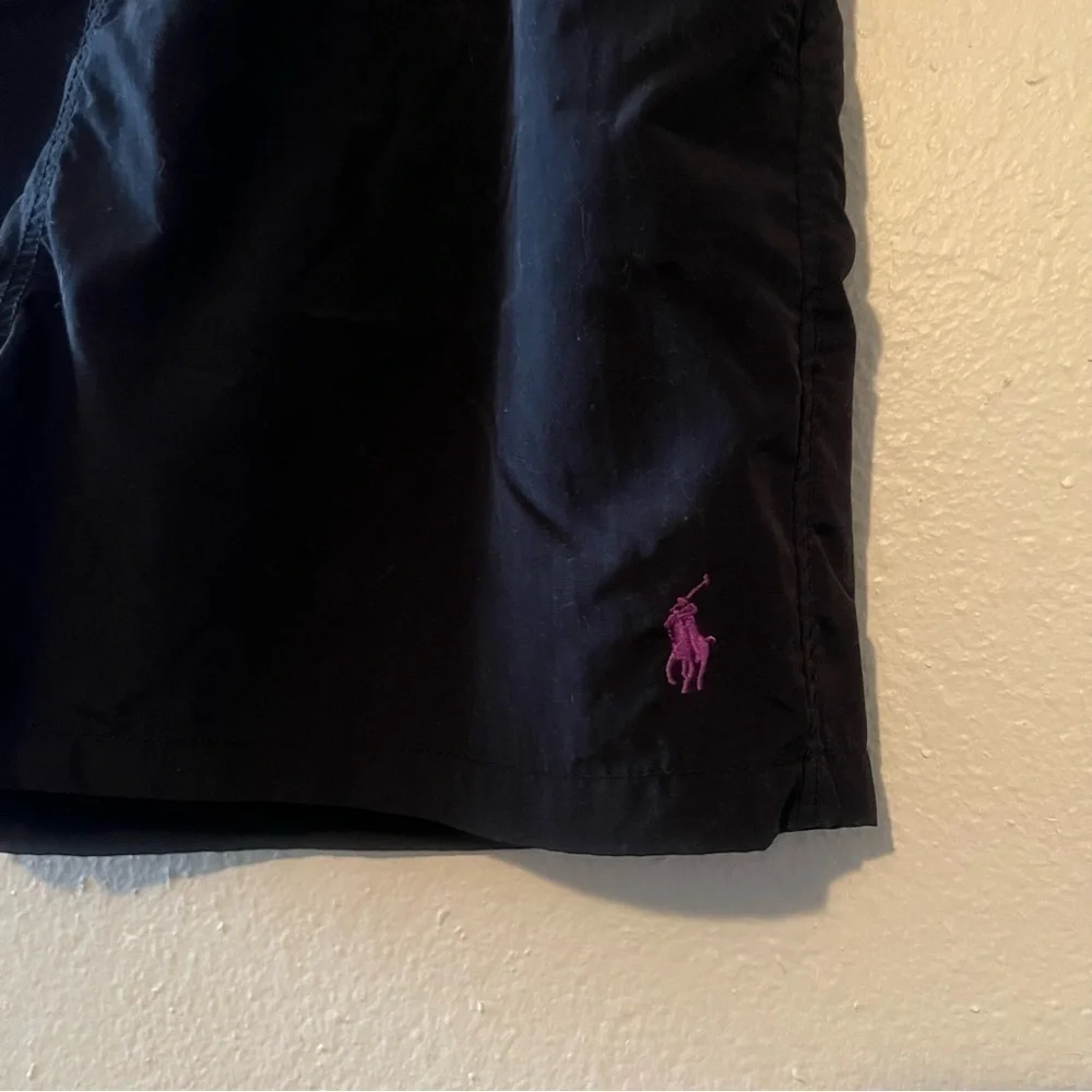 Ralph Lauren Polo Swim Trunks Bathing Suit Size L Black Purple 3 pockets